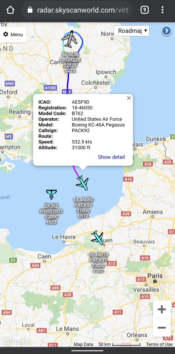 scan_sky's tweet photo. 2 x #USAF - KC-46A Pegasus - 18-46050/16-46019 - #PACK92/#PACK91
Departed From RAF Mildenhall 🇬🇧 🇺🇸 & Routing To The Adriatic To Assist With Exercise Astral Knight 2021 - Taking Place From Aviano Air Base 🇮🇹. https://t.co/lmazTsXX1Q