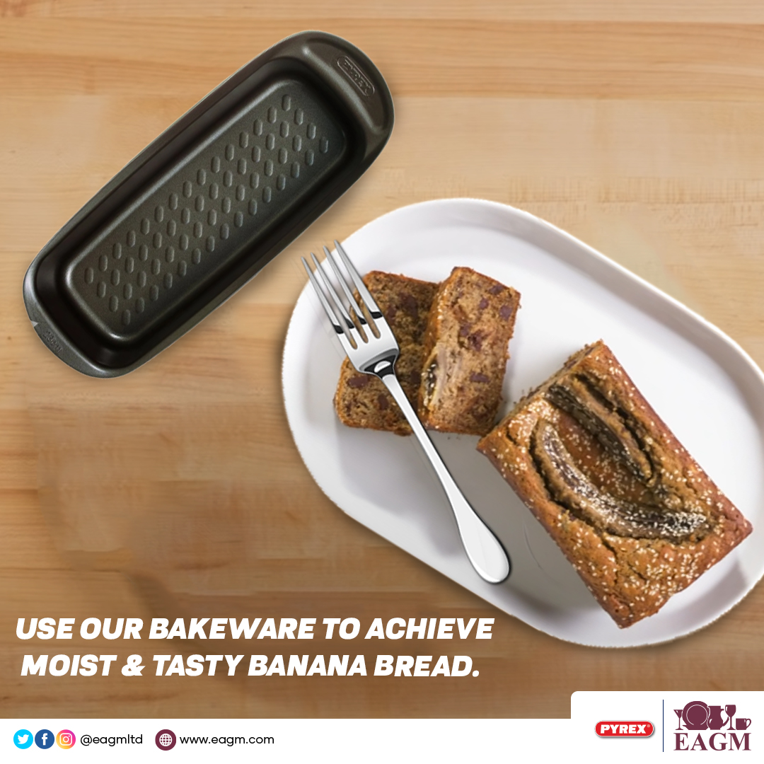 EAGMFoodService's tweet photo. Use our bakeware range to achieve the best moist banana bread. 

We all love a slice of homemade banana bread for breakfast and midday snacking.

Pyrex bakeware is available in all leading supermarkets.

#EAGM #bananabread #baking #bakeware https://t.co/g4CNLtFCJD