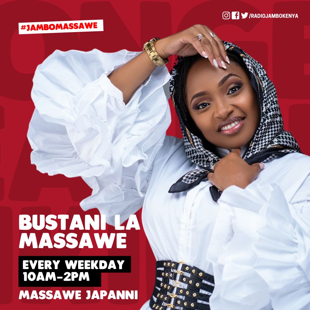 Massawe Japanni (@massawejapanni) on Twitter photo Ni #TBThursday ndani ya Bustani La MJ; 10am - 2pm <a href="/RadioJamboKenya/">Radio Jambo</a> 📻🥇. Karibia, niambie you tuning in ukiwa wapi?
#jambomassawe
#BestinSwahiliradio Ni #TBThursday ndani ya Bustani La MJ; 10am - 2pm <a href="/RadioJamboKenya/">Radio Jambo</a> 📻🥇. Karibia, niambie you tuning in ukiwa wapi?
#jambomassawe
#BestinSwahiliradio