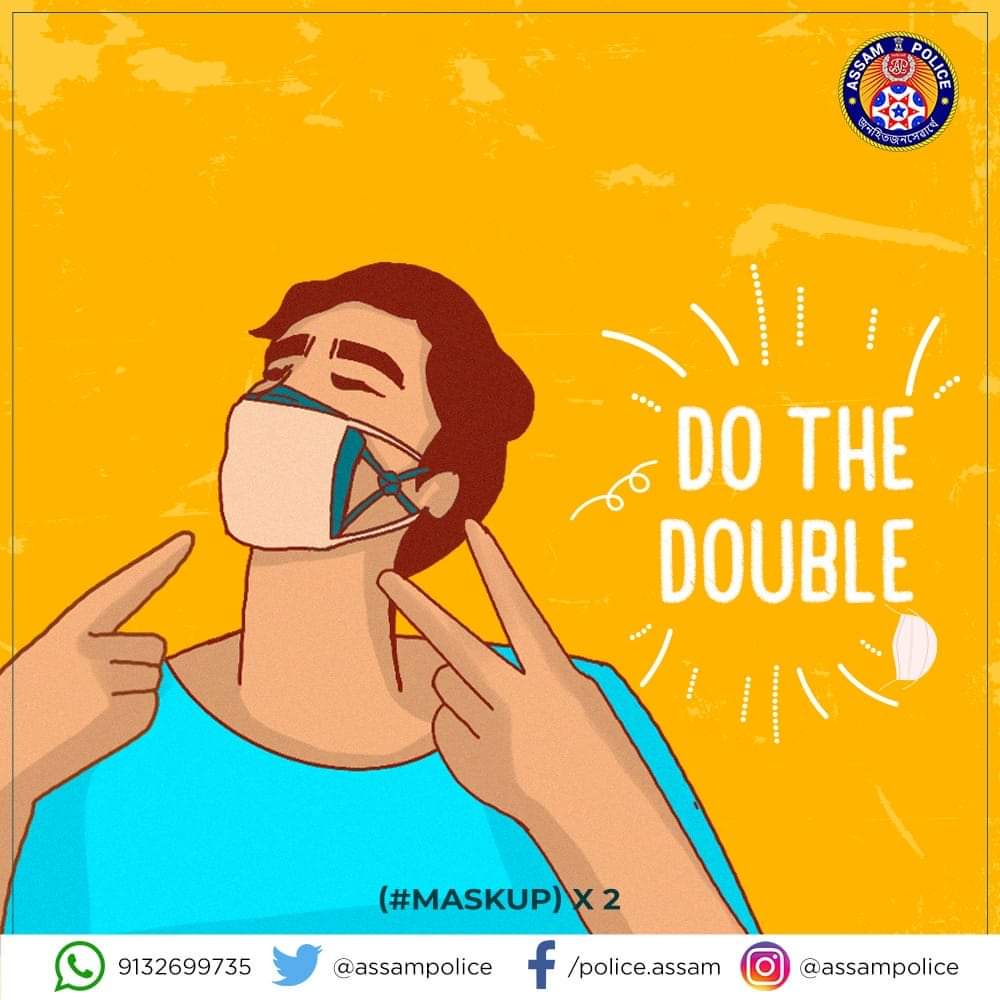 assampolice's tweet image. Let's Do The Double! 

Masks Masks - Save Save - Lives Lives. 

Capeesh? 

#DoubleMaskUp