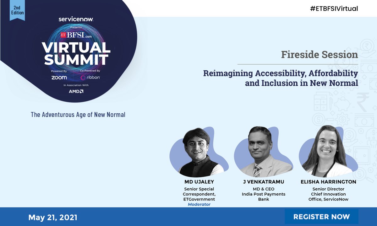 IPPBOnline's tweet photo. Watch and listen to Mr. J Venkatramu, MD & CEO, @IPPBOnline sharing his views on the theme of Reimagining Accessibility, Affordability, and Inclusion in the New Normal during the fireside session at the 2nd #ETBFSIVirtual Summit - The Adventurous Age of New Normal on May 21. https://t.co/L6vqXyw9Zl