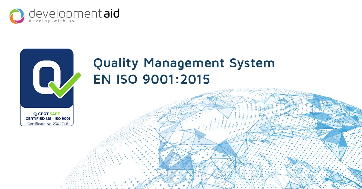 devaidnews's tweet photo. #DevelopmentAid is now #ISO9001 certified! This marks a great achievement and an important milestone for our company.
✅Our Certification proves that our internal processes are well thought through and designed to deliver the highest quality, all the time!
#DevelopWithUs https://t.co/tUkk6UgZuv