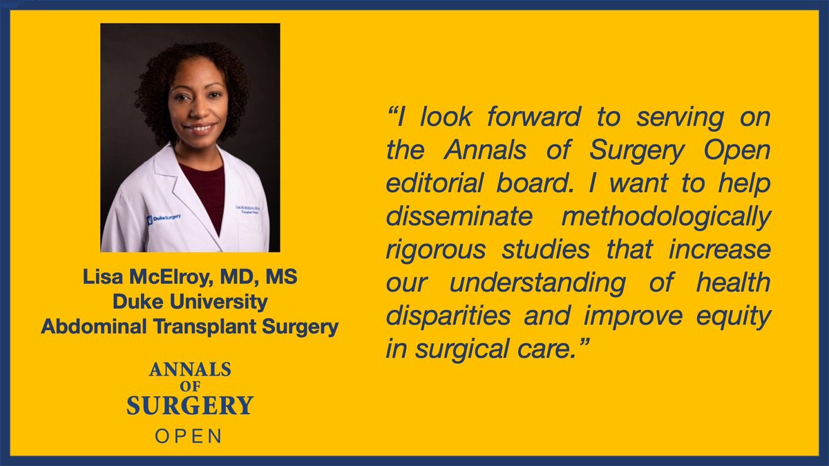 Annals of Surgery Open (@annalsopen) on Twitter photo Finally we're thrilled to announce our fourth new member of the Annals Open editorial board - @LMcElroy23 from <a href="/DukeSurgery/">Duke Surgery</a>! Welcome Dr. McElroy! Finally we're thrilled to announce our fourth new member of the Annals Open editorial board - @LMcElroy23 from <a href="/DukeSurgery/">Duke Surgery</a>! Welcome Dr. McElroy!