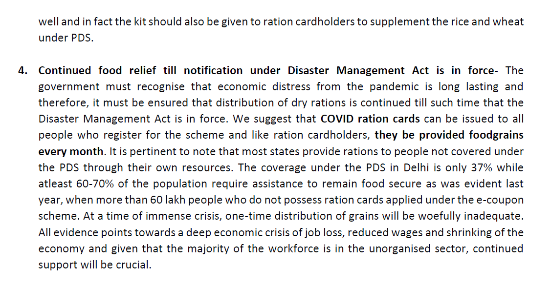 RTF_DRRAA's tweet photo. We have written to CM @ArvindKejriwal on key issues that must be taken into consideration in the scheme to provide foodgrains for people without #ration cards. Delhi is now in 5th week of lockdown. Alarming level of distress among daily wagers, slum residents, migrant workers. https://t.co/B3XM8z5V57
