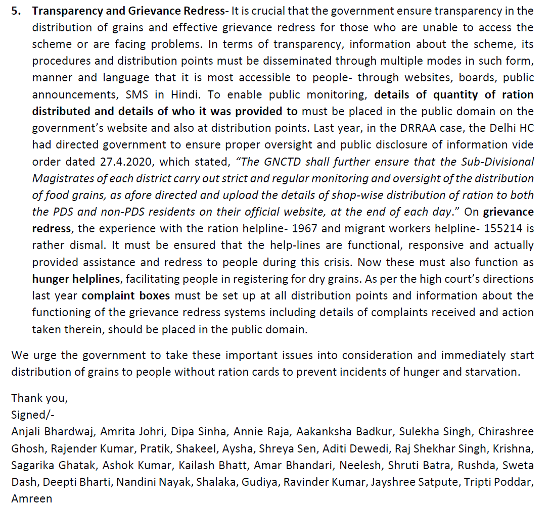 RTF_DRRAA's tweet photo. We have written to CM @ArvindKejriwal on key issues that must be taken into consideration in the scheme to provide foodgrains for people without #ration cards. Delhi is now in 5th week of lockdown. Alarming level of distress among daily wagers, slum residents, migrant workers. https://t.co/B3XM8z5V57