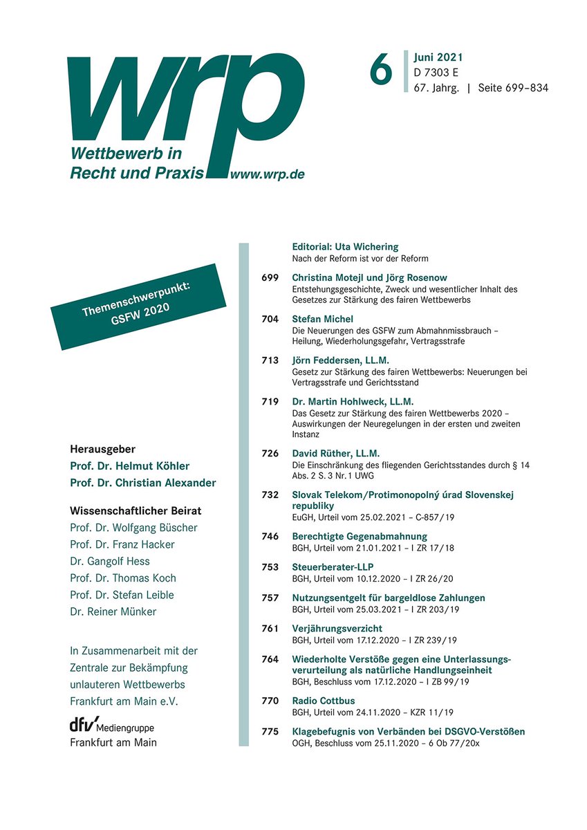 W_R_P's tweet photo. Unsere Themenschwerpunkt-Ausgabe zum #GSFW 2020 erscheint heute offiziell: Nach einem Editorial von @rainuwi folgen unsere Referenten vom #WRP #Symposium, die ihre Vorträge als Beiträge aufbereitet haben. @CMotejl
@TorstenKutschke @chralex2020 @mir_tweets https://t.co/PoCihICVjm https://t.co/PBIGQszeUy