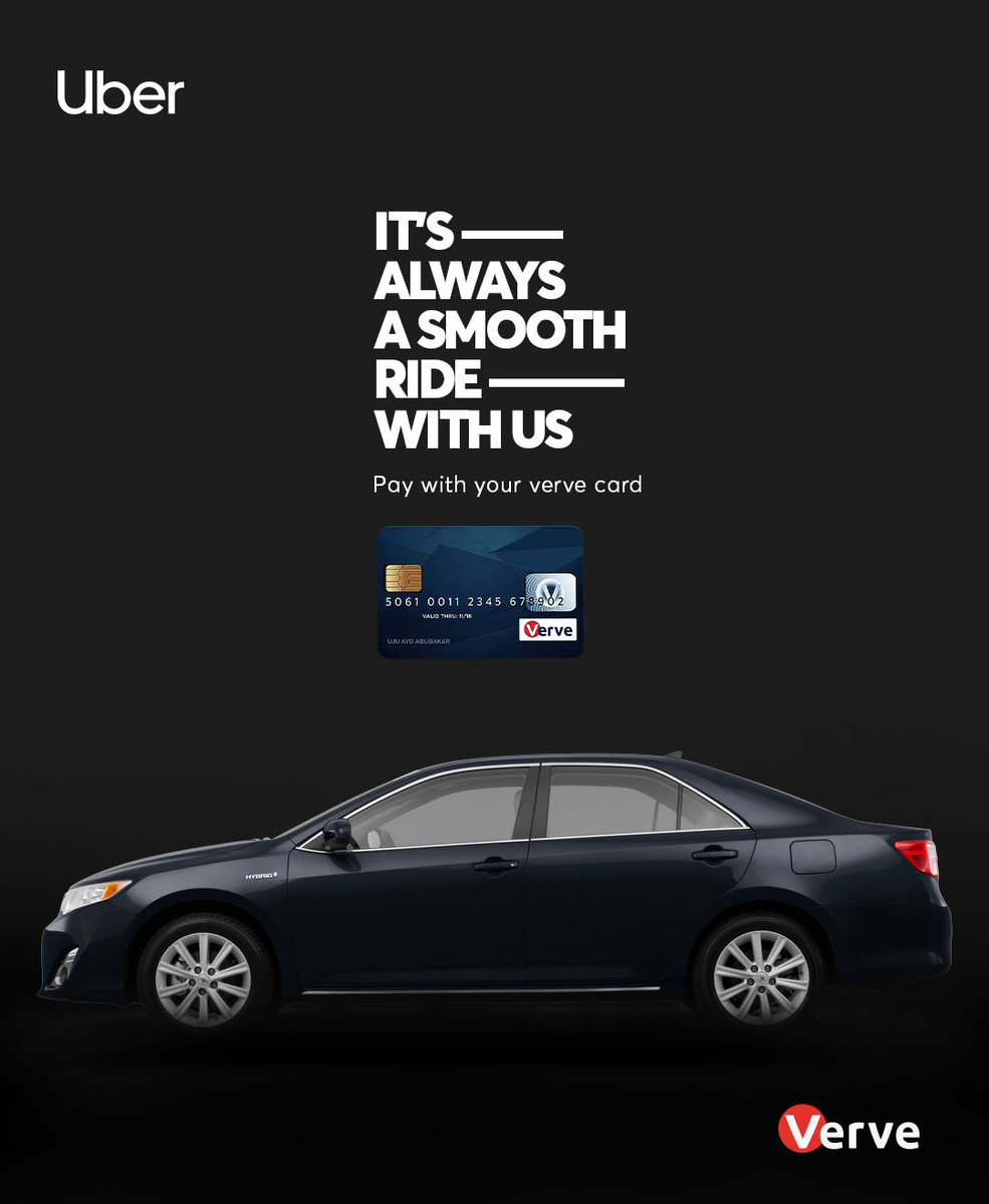 VerveCard's tweet photo. Yes! In case you didn’t know, you can easily pay for your Uber with your Verve Card 💳 . Just add the card to your #Uber wallet and you are good to go! Now you have even more reasons to #LiveTheGoodLifewithVerve 🥰 https://t.co/jRSfyODp9m