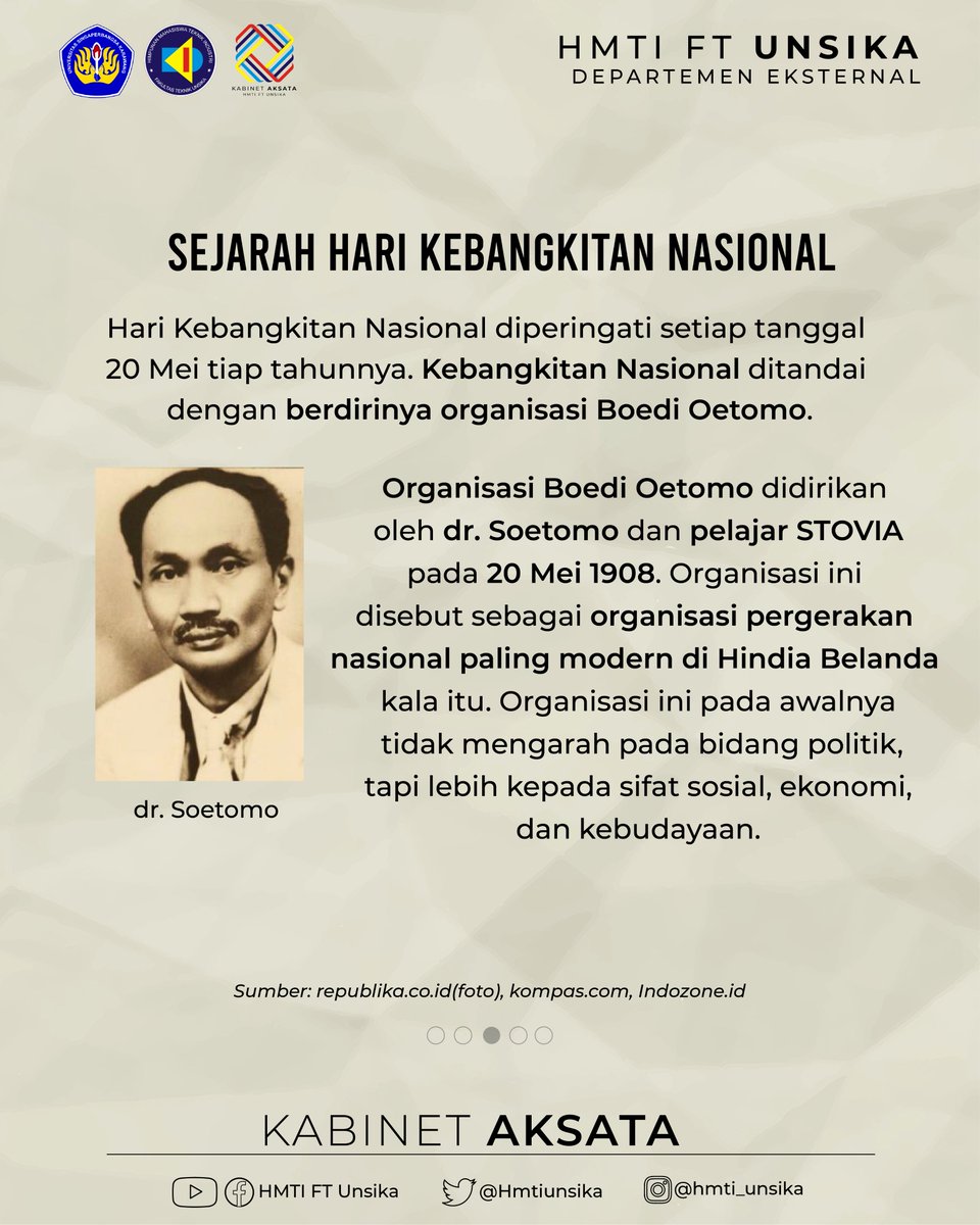 Hmti Ft Unsika On Twitter Organisasi Boedi Oetomo Didirikan Oleh Dr Soetomo Dan Pelajar Stovia Pada 20 Mei 1908 Organisasi Ini Disebut Sebagai Organisasi Pergerakan Nasional Paling Modern Di Hindia Belanda Kala Hmti Ft Unsika On Twitter Organisasi Boedi Oetomo Didirikan Oleh Dr Soetomo Dan Pelajar Stovia Pada 20 Mei 1908 Organisasi Ini Disebut Sebagai Organisasi Pergerakan Nasional Paling Modern Di Hindia Belanda Kala