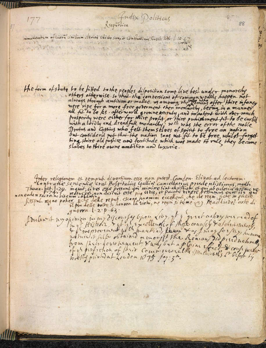 britishlibrary's tweet image. This #NotebookDay, we&apos;re looking at just a few notable books within our collection.

John Milton’s commonplace book is a compilation of quotes from over 90 authors and notes on kingship, tyranny, marriage and divorce.

Discover more here 🔗ow.ly/T9ft50EQwX1

📒 Add MS 36354