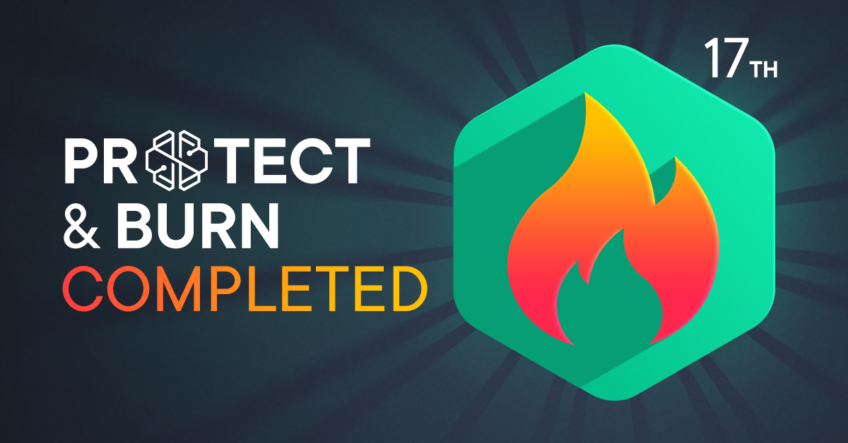 🛡️🔥 We've completed our 17th Protect &amp; Burn. Our signature burn mechanism is designed to protect our community of #CHSB token holders. Join us if you haven't already. With 15 cryptos and 15 fiats, our app allows you to diversify &amp; earn #yield:  swissborg.com/smart-yield-ac…
