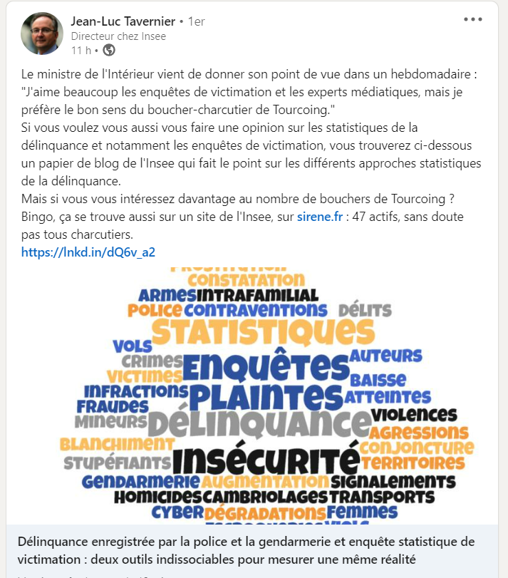 Quand le directeur général de l'Insee se transforme en troll pour calmer le ministre de l'intérieur, ça pique. 
blog.insee.fr/delinquance-en…