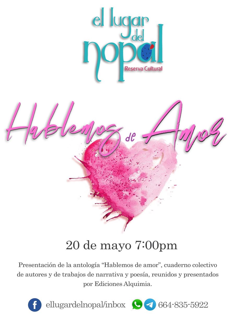 EdicAlquimia's tweet photo. Presentación de la antología “Hablémoslos de Amor en El Lugar del Nopal https://t.co/MYAw2wcBvh