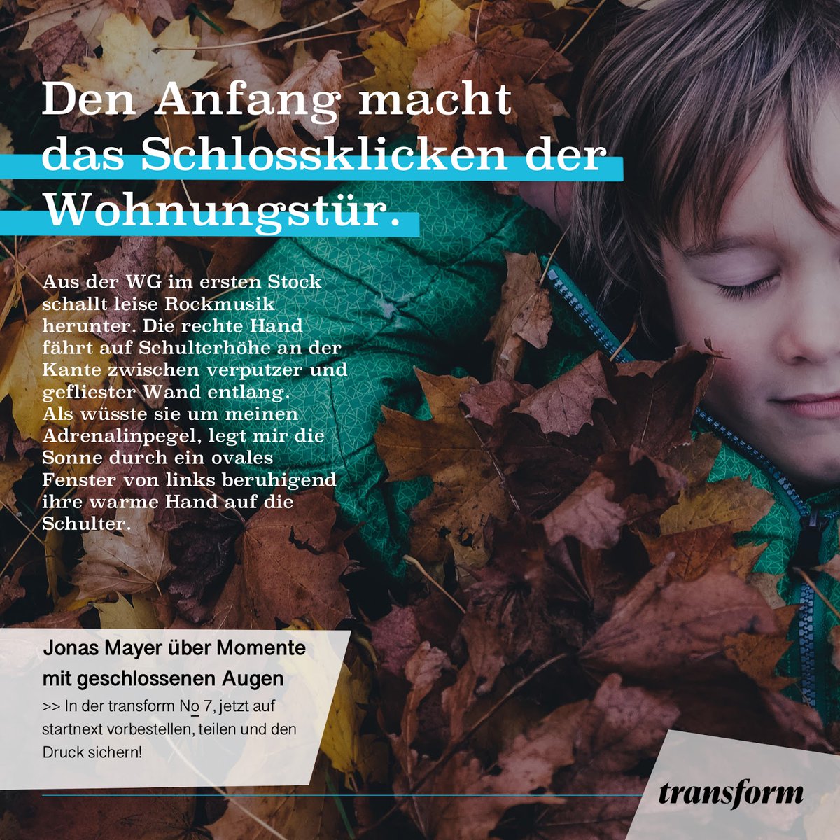 transformag's tweet photo. Noch 4 Tage versandkostenfrei: https://t.co/8AvWCAkjPY
Wir alle haben fünf Sinne: Tasten, Hören, Sehen, Riechen und Schmecken. In unserem Alltag zwischen Spiegel und Smartphone dominiert das Sehen. Da verpassen wir was!
Sinnesreise im neuen Heft.
#transformMagazin #transform7 https://t.co/0nu8sboICP