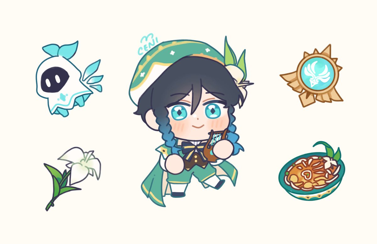 Рисовать венти из геншина