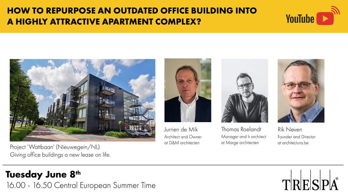 TrespaTweets's tweet photo. Register now at https://t.co/ucuLlJBHK0 to take part in the webinar and gain new insights into highly promising architectural possibilities! (2/2)
#thinktrespa #webinar #renovation #trespa #meteon https://t.co/pskTMvfpDo