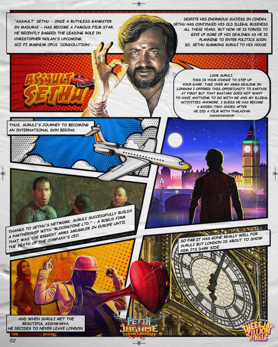 theeejay's tweet photo. Update: Page 3 from our #Petta x #JagameThandhiram comic series is almost locked... It might arrive along with the 3rd JT single #Nethu this weekend! 😍🙌 https://t.co/OTHpTdlOzy