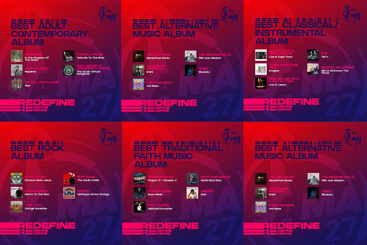 SO PROUD! Well done to our incredible artists! <a href="/RuffMajik/">Ruff Majik</a> (MONGREL RECORDS), Ethyl Ether (MONGREL RECORDS), Evert Snyman (MONGREL RECORDS), <a href="/Medicine_Dolls/">The Medicine Dolls</a> (JUST MUSIC) <a href="/WorshipHouseZA/">Worship House ZA</a> (NEXT MUSIC), <a href="/wouterkellerman/">Wouter Kellerman</a>  (NEXT MUSIC), Jack Atlantic (JUST MUSIC) 

#SAMA27 #SAMAs