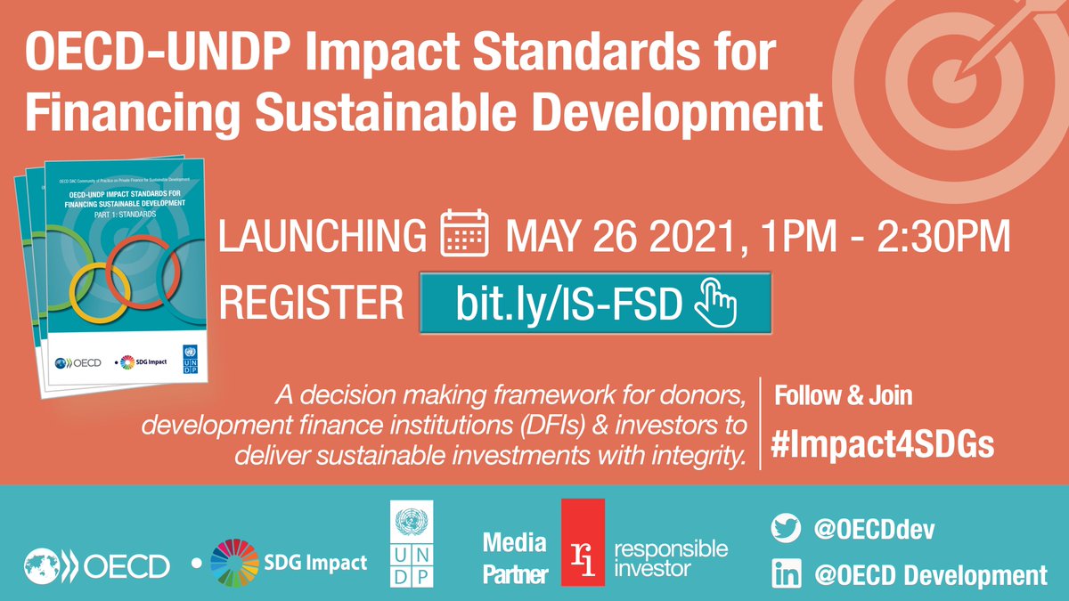 How can investors enhance their contribution to the #SDGs, promote impact integrity &amp; avoid SDG washing?

Find out more with the launch of the <a href="/OECDdev/">OECD Development</a>/<a href="/UNDP/">UN Development</a> Impact Standards for Financing Sustainable Development on May 26th at 1PM CET – bit.ly/IS-FSD