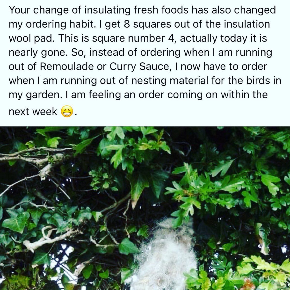 Had this lovely message from Angelika the other day who is making our @wearewoolcool packaging material available for further use. 

#woolcool #wearewoolcool

#germandeli #germandelilondon #germandeliuk #germandeliE17 #germanfood #germanfoodlondon #germanfooduk