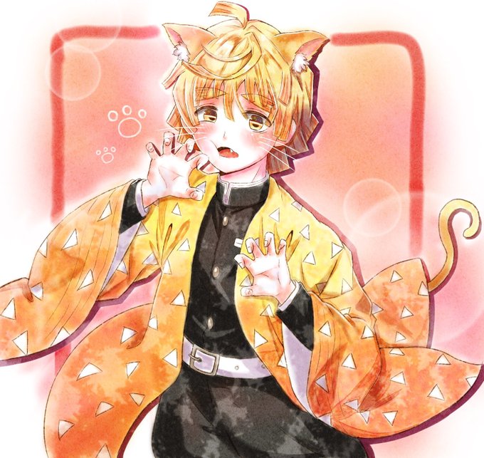 くにょ🐈‍⬛さんがTwitterに投稿した我妻善逸(鬼滅の刃)のイラスト。