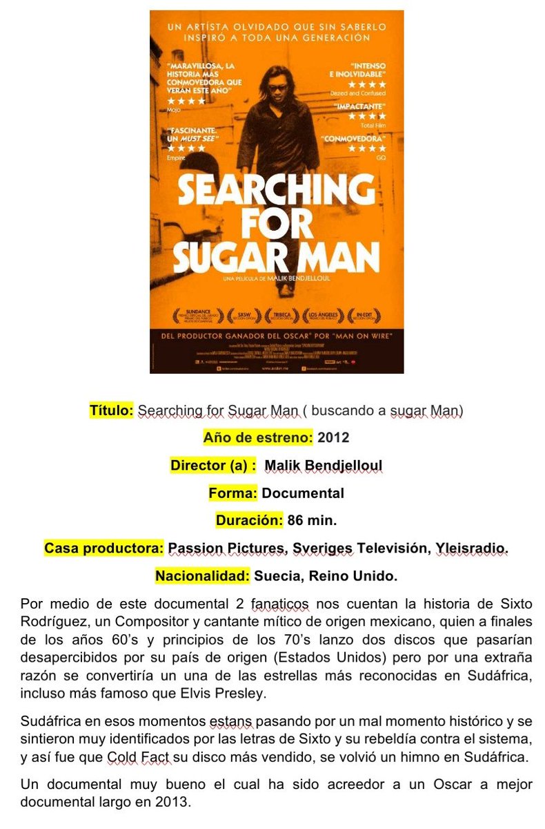Lomerweed's tweet photo. Buscando a Sugar Man, exelente documental y exelente artista. https://t.co/FbdHnCchc4