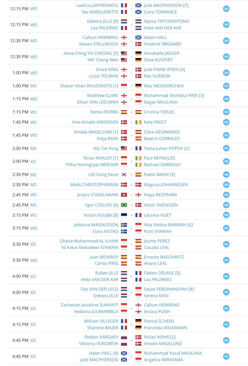 BadmintonScot on X: A busy day for our players at the Spain Masters today!  🇪🇸 Watch @juliemacphers0n, @ciara_torrance and @adam_Hall1996 live on  Badminton Spain's  Channel and stay up to date on