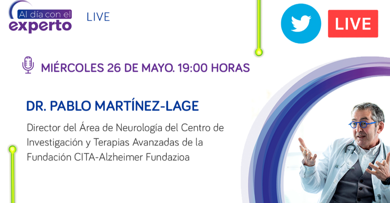 Nutricia_es's tweet photo. El 26 de mayo charlaremos en directo con el Dr. Pablo Martínez-Lage, Director de #Neurología de la Fundación CITA-Alzheimer. Hablaremos de la actualidad en #Alzheimer y de cómo puede ayudar el manejo nutricional a pacientes con #demencia ¡Apúntalo en tu agenda! https://t.co/l4kuXmtmsg