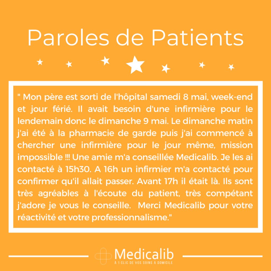 ⭐️ Pas un jour ne se passe sans qu’une personne prenne le temps de nous transmettre un commentaire positif tel que celui-ci. 
⭐️ Et c’est toujours avec fierté et satisfaction que nous en prenons connaissance !

#sante #soinsadomicile #hopital #infirmierliberal