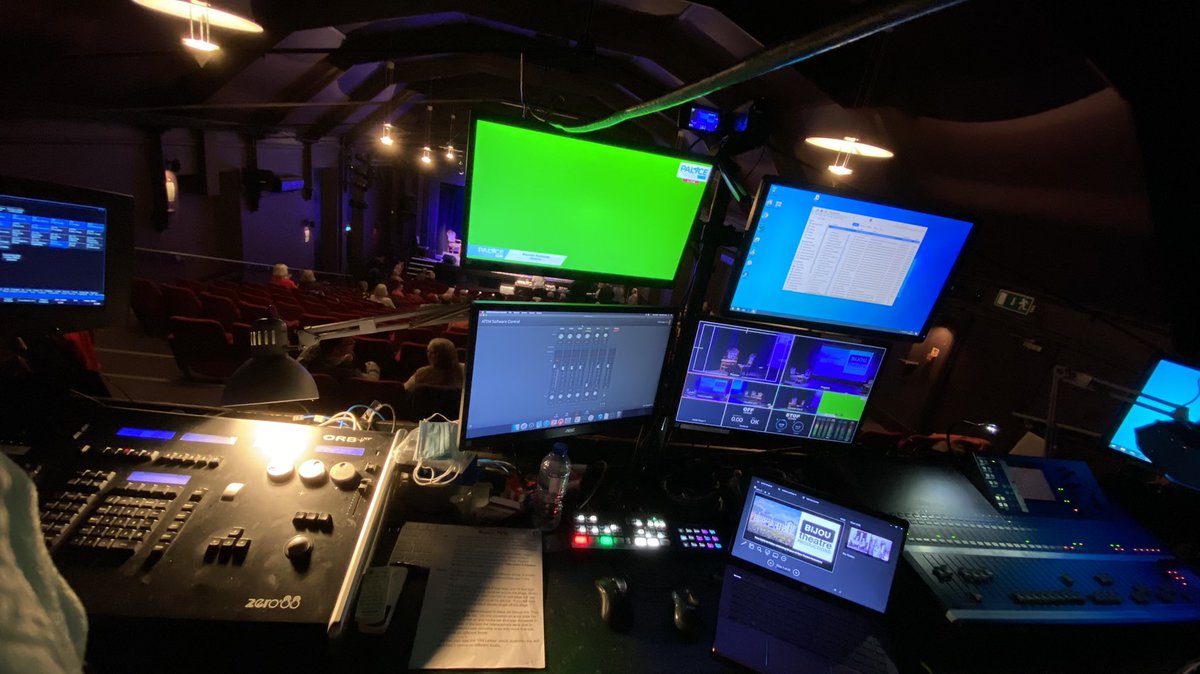 ThePalaceTech's tweet photo. Very busy up here today for first presentation since reopening. @Theatrepaignton @Bijoupaignton https://t.co/VC0vaN5wF9