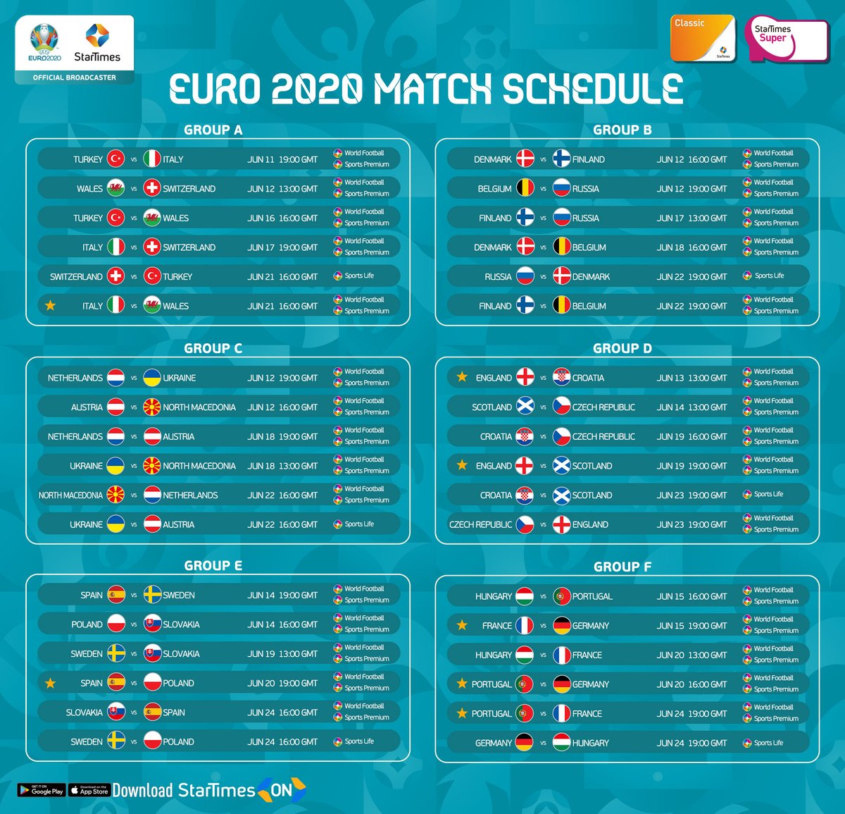 Uefa euro 2020 schedule