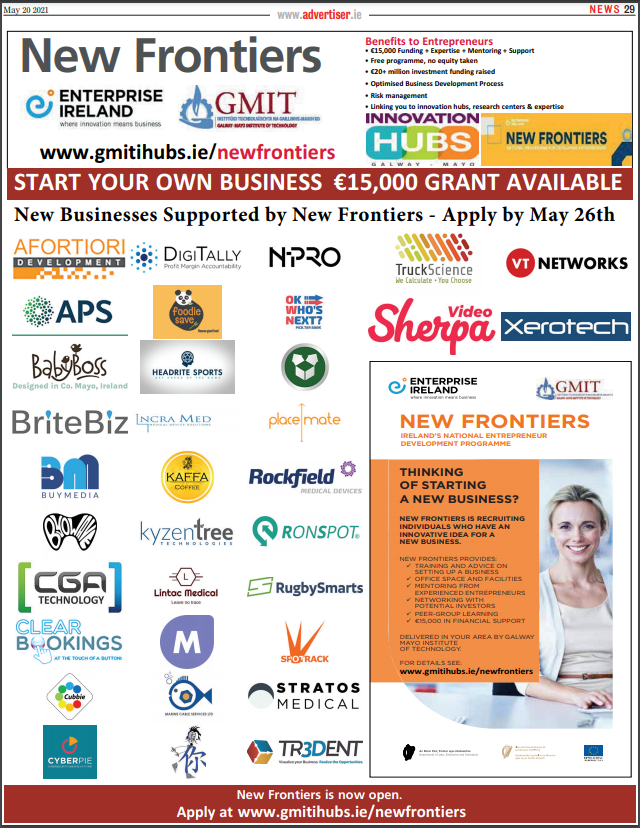 GMITihubs's tweet image. All of the businesses featured in todays @galwayad⬇️were supported by #NewFrontiers 

Don't miss out on this free business opportunity; apply now gmitihubs.ie/newfrontiers/
Closing date for applications is next week, 26th May

@GMITOfficial @EI_NewFrontiers @ei_westregion @Entirl