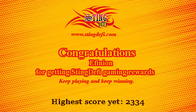 NetYfii's tweet photo. #stingdefi team announced the first winner of #SDFI game #NinjaFruit. He has been rewarded with 5 #SDFI.
Congratulations 🚀🎁

Keep playing and keep winning.

You will be next winner. 
Game: https://t.co/dMgCbwiHRC

#dogearmy #EthereumClassic #NFTs #NFTartists #NFTdrop https://t.co/Xbd5FjjI2E