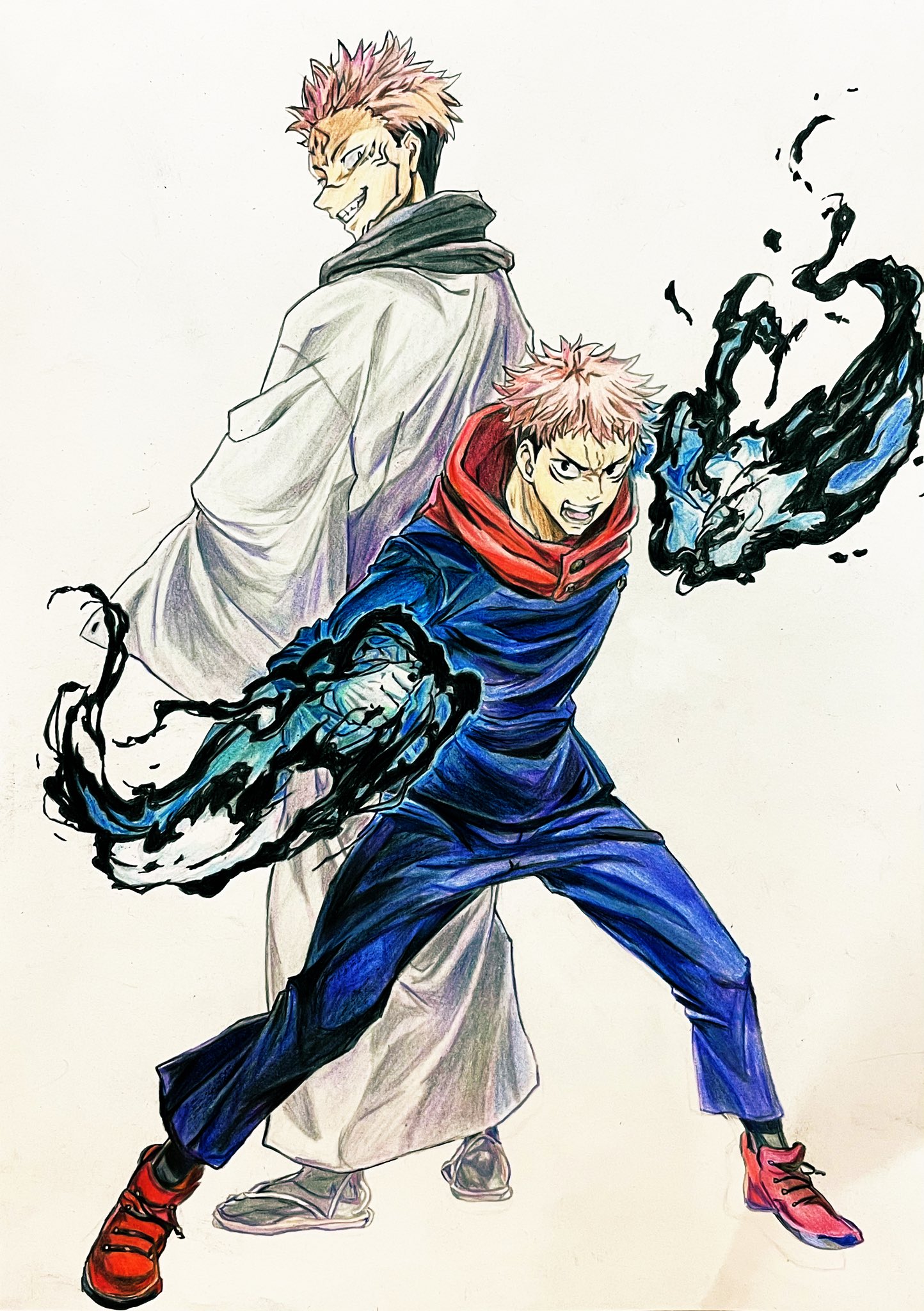 ダイン キャラクターだけ終わりました 背景頑張ります 呪術廻戦 両面宿儺 虎杖悠仁 色鉛筆 模写 T Co Di0y5z9qfj Twitter