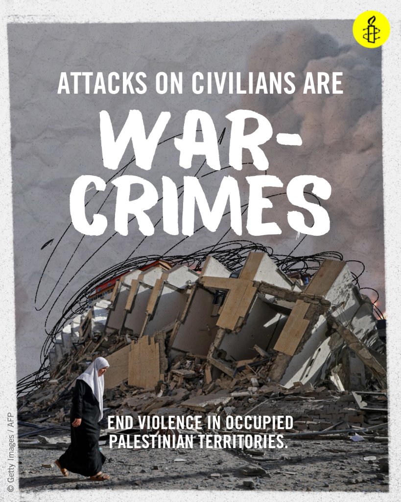 amnesty's tweet image. The horrific pattern of Israeli attacks on residential homes in Gaza must be investigated as war crimes.

Join us in calling for an end to this cycle of injustice. Take action here 👇
amn.st/6002yEMuM
