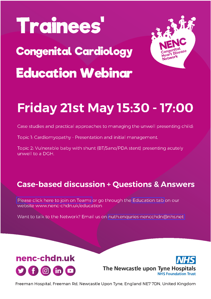 NENC_CHDN's tweet photo. Trainees! Have you seen our education webinar tomorrow Friday 21st May from 15:30? There will be case studies and practical approaches to managing the unwell presenting child. See you on Teams! https://t.co/zOWfwWxbbY https://t.co/6oDau2YBzc