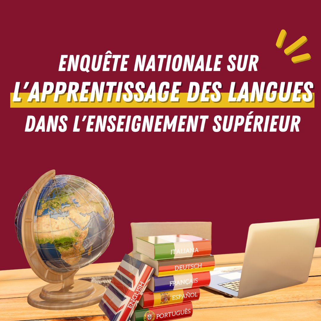La_FNAEL's tweet photo. La FNAEL lance son enquête nationale afin de recenser l'avis de l'ensemble des étudiantEs sur la façon dont on apprend les langues dans l'Enseignement Supérieur &amp; la Recherche 

➡ https://t.co/CTubbjXnIO

Merci pour votre participation💪 https://t.co/xsldTTtSCM