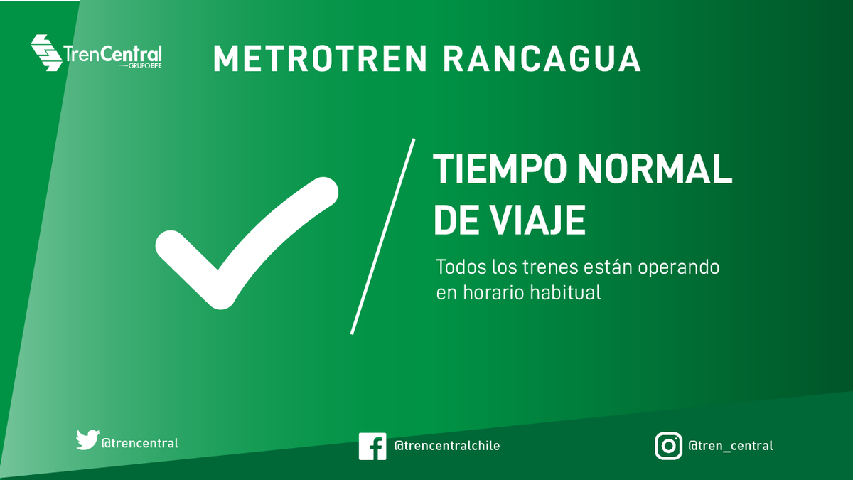 EFENos_'s tweet photo. 🔶6:00 hrs. Comienza la operación en #MetroTrenRancagua con todas sus estaciones disponibles y tiempo de viaje habitual. Recuerda revisar los horarios de salida en https://t.co/ffmhDVezIw #RedEFE https://t.co/6PvRc5ArKq