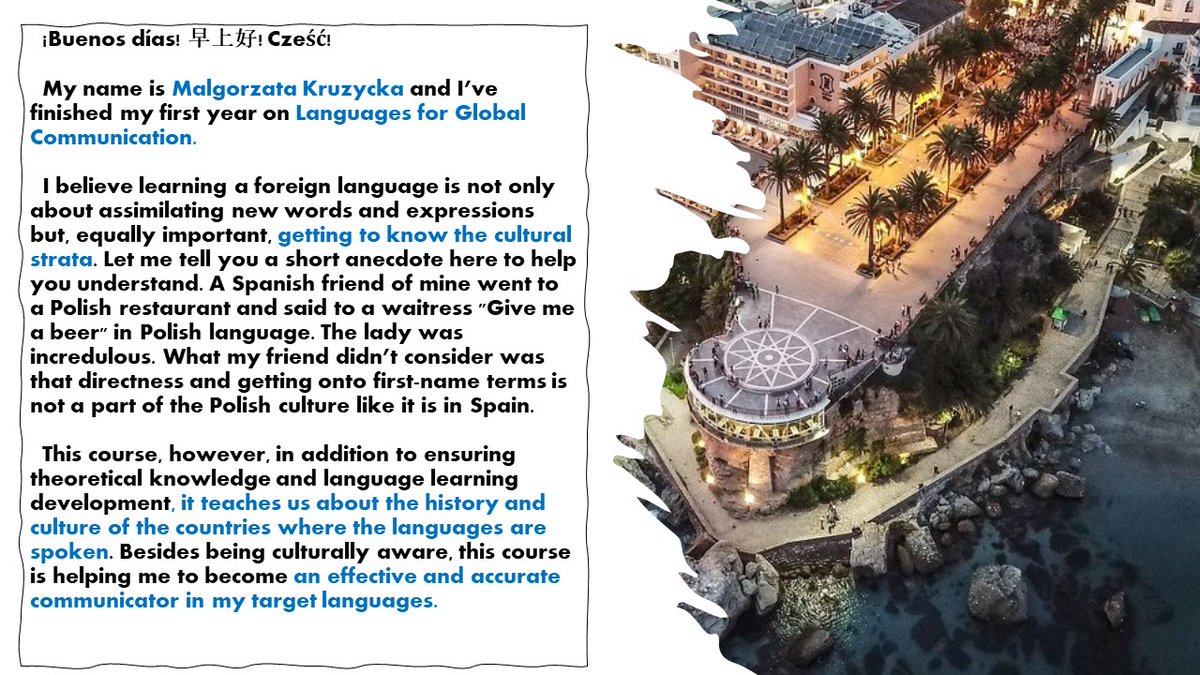 Lang4globcomCov's tweet photo. Check out Malgorzata's experience with us, learning both Spanish & Chinese (Mandarin ) at Coventry uni !
#1styearstudent #spanish #mandarinchinese #chinese #coventry
#CoventryUni #studentexperience #erasmus #languages #languagestudy #french https://t.co/ZRTvuIN4aG
