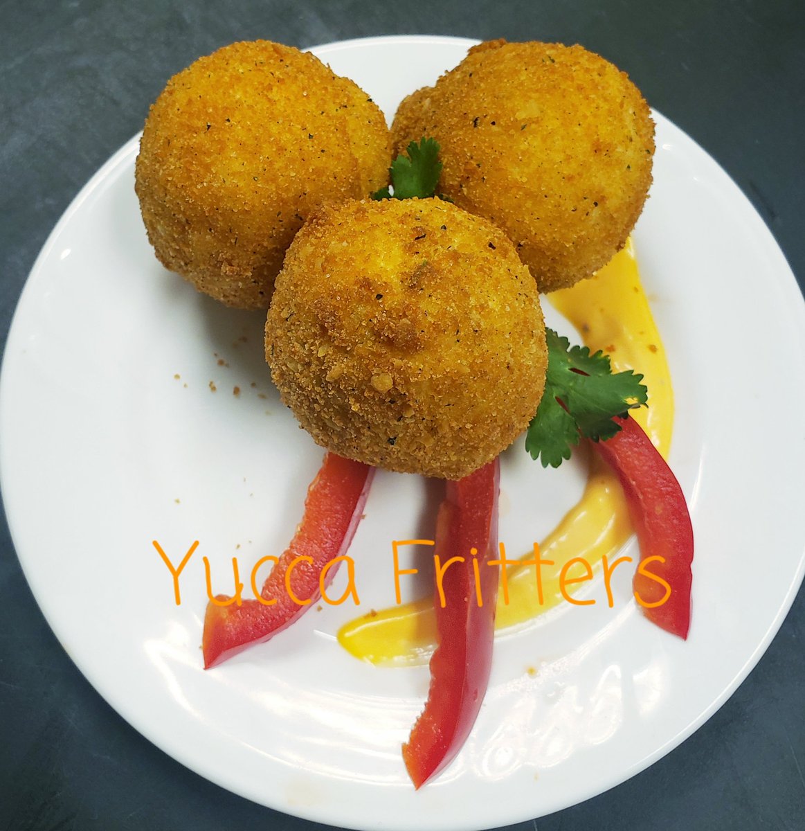 KFValleyViewHC's tweet image. Tuesday Theme Week Snack, Yucca Fritters with Roasted Red Pepper Mayo @ValleyViewHC #ThemeWeek #TrilogyChefsRock #TasteTheTrilogyDifference @ReyRd2 @PatynkoJody @ChefMike45 @nolafoodguy