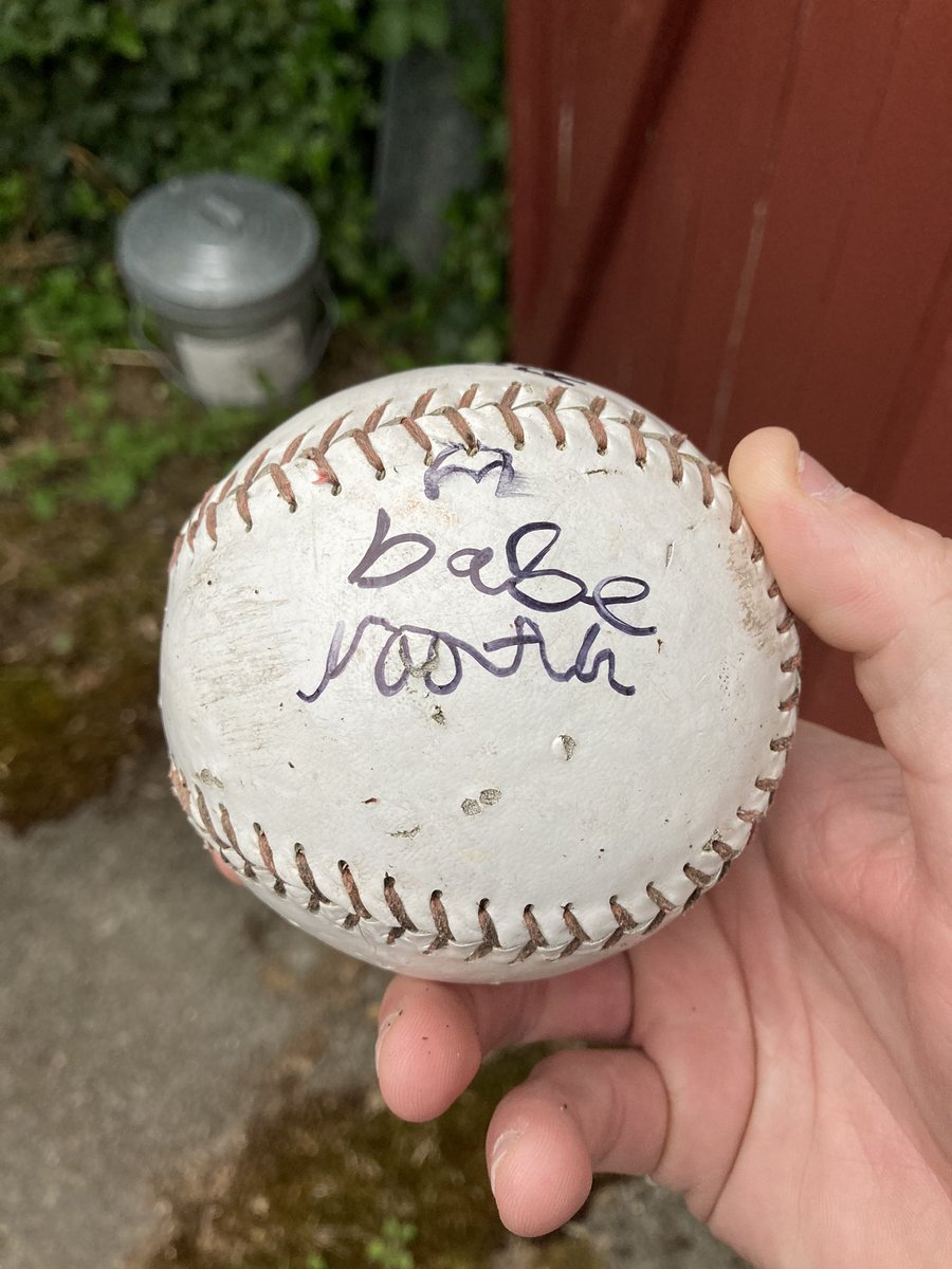 Here’s one for <a href="/CoachTerryHoran/">Terry Horan</a> and <a href="/cobbbuckyball/">Bucky Burgau</a>: Gals finally watched The Sandlot with me this weekend. Of course they loved it. Came home from the office yesterday and they were hitting around a softball “signed by Babe Rooth.”