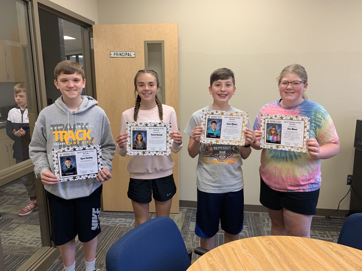 WestMarshallMS's tweet photo. Congrats WMMS students of the month!  Way to demonstrate responsibility, respect and building good relationships with all.  Go Trojans! https://t.co/T4UpIofjAq