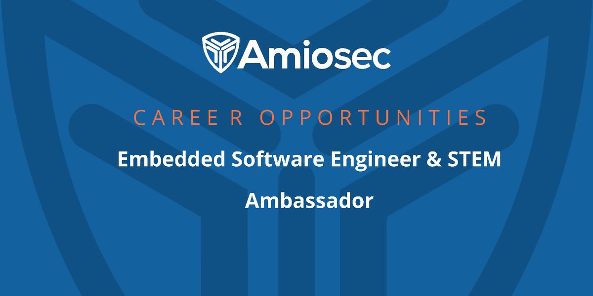 Amiosec has a new and exciting vacancy for an  Embedded Software Engineer &amp; STEM Ambassador!  Come and join our team and support the continued growth of the business. 

You can view all of our current vacancies at: 
bit.ly/2ZphRpX

#newjob #STEMrole