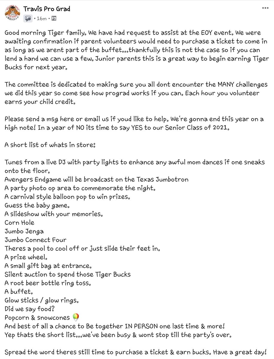 Hey Seniors...see what your <a href="/TravProGrad2021/">W.B. Travis Tigers Project Graduation c/o 2022</a> committee &amp; volunteers have been working on ⬇️⬇️ <a href="/2021TRAVTigers/">Travis Tigers Class of 2021</a> <a href="/THS_Tigers/">Travis High School</a> <a href="/travclass2022/">THS Class of 2022</a>