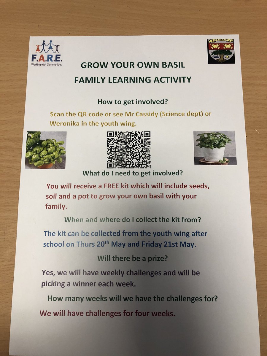 KSSFamilyLearning (@kssfamilylearn) on Twitter photo ‼️NEW FAMILY LEARNING ACTIVITY‼️
‘Grow your own basil’ with your family. Free kits can be collected from the youth wing after school tomorrow.
Weekly challenges and prizes☺️
<a href="/KnightswoodSec/">KSS</a> <a href="/KssRights/">KSS Rights Respecting School</a> @WeronikaFare <a href="/KSS_Ecogroup/">KSS_EcoGroup</a> <a href="/KssScience/">KSS Science Dept.</a> <a href="/FoodKss/">KSSFoodTech</a> ‼️NEW FAMILY LEARNING ACTIVITY‼️
‘Grow your own basil’ with your family. Free kits can be collected from the youth wing after school tomorrow.
Weekly challenges and prizes☺️
<a href="/KnightswoodSec/">KSS</a> <a href="/KssRights/">KSS Rights Respecting School</a> @WeronikaFare <a href="/KSS_Ecogroup/">KSS_EcoGroup</a> <a href="/KssScience/">KSS Science Dept.</a> <a href="/FoodKss/">KSSFoodTech</a>