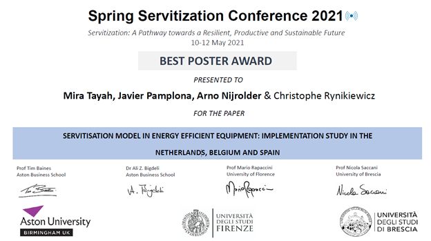 EaaSInitiative's tweet image. Honored to have received the Best Poster Award at #SSC2021 🏆

EaaS efforts aim to stimulating #energyefficiency and #circulareconomy through servitization of energy efficient equipments. 

Thank you @AstonUniversity @UNI_FIRENZE @unibs_official