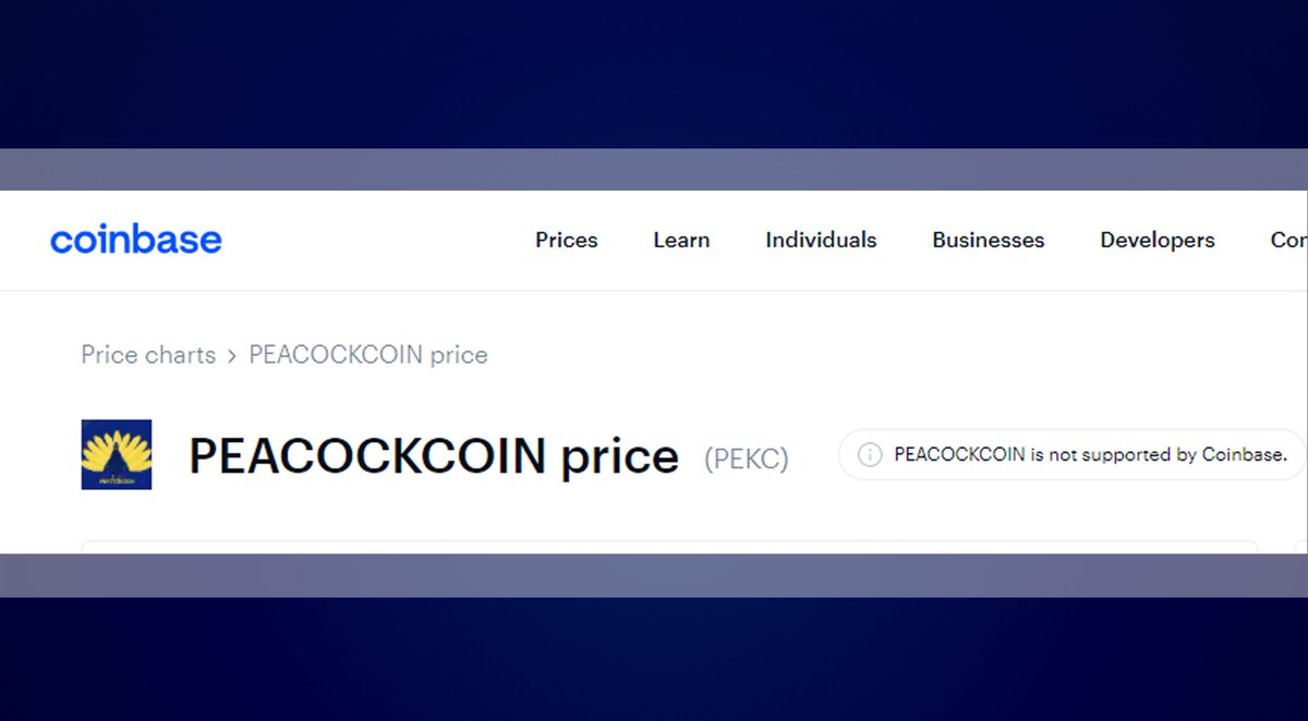PeacockCoin's tweet photo. YOU CAN CHECK OUR PRICE ON COINBASE! #PEKC💎

#NFT #Crypto #Investing #Moonshot #next100 #cz_binance #BSC #BSCGem #elon #altcoin #nftart #NFTCommunity #nftcollectors https://t.co/IP0nHHhG4u