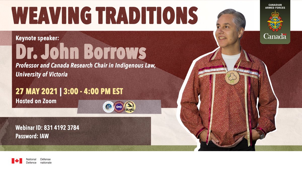 Please join us next week for a virtual presentation from Dr. John Borrows of @UVicLaw for #IndigenousAwareness Week. It is sure to be a fascinating discussion on #IndigenousLaw.