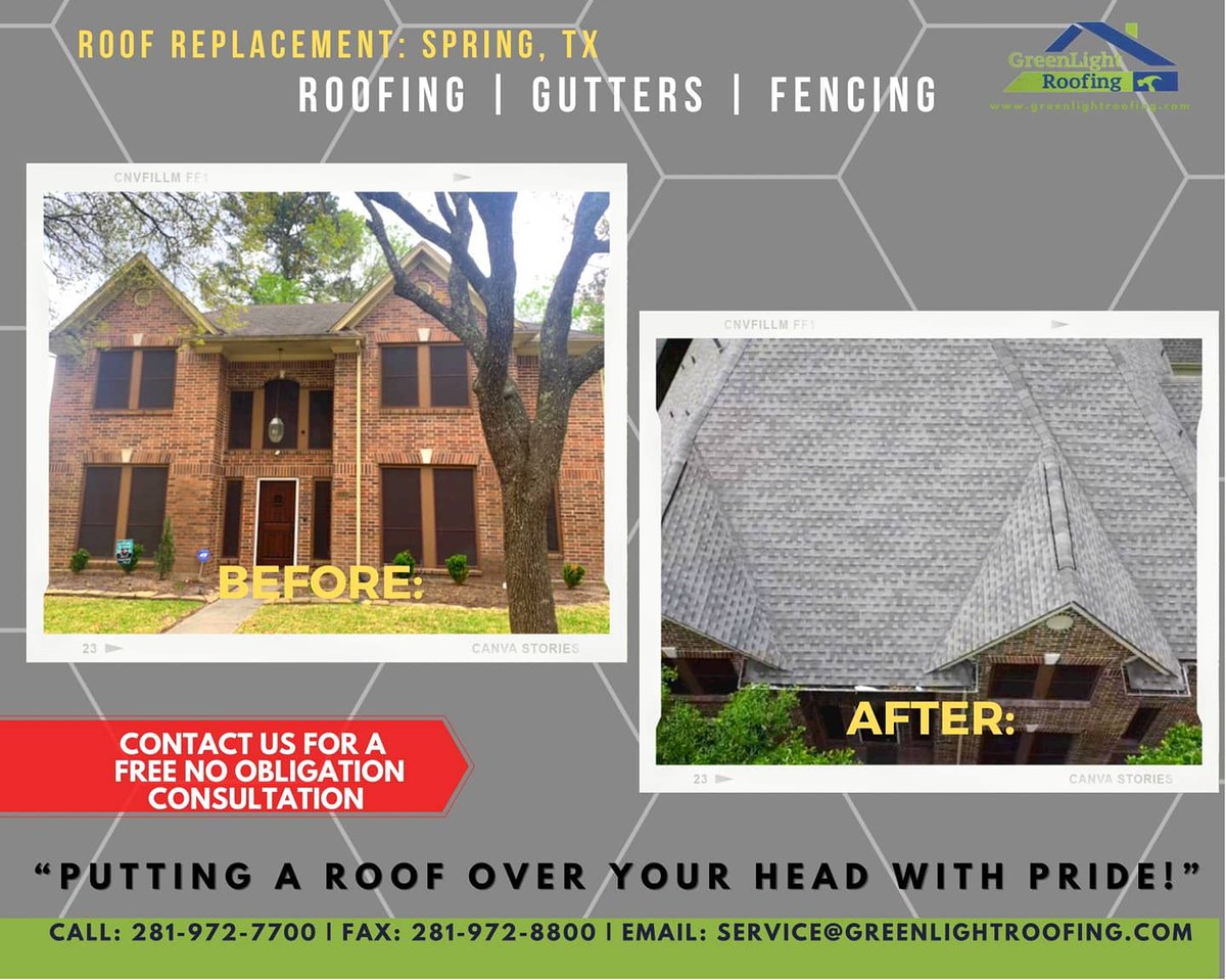 GreenLightRoofs's tweet photo. Recent new GAF installation work by GreenLight Roofing Company in Spring, Tx area.

Contact for Free inspection
☎️ 281/972-7700

#roofer #roofingcontractors #roofingcompany #roofreplacement #roofrepair #houstontx #newroof #roof #roofing #haildamage #winddamage #spring https://t.co/XMmV9o7rwU