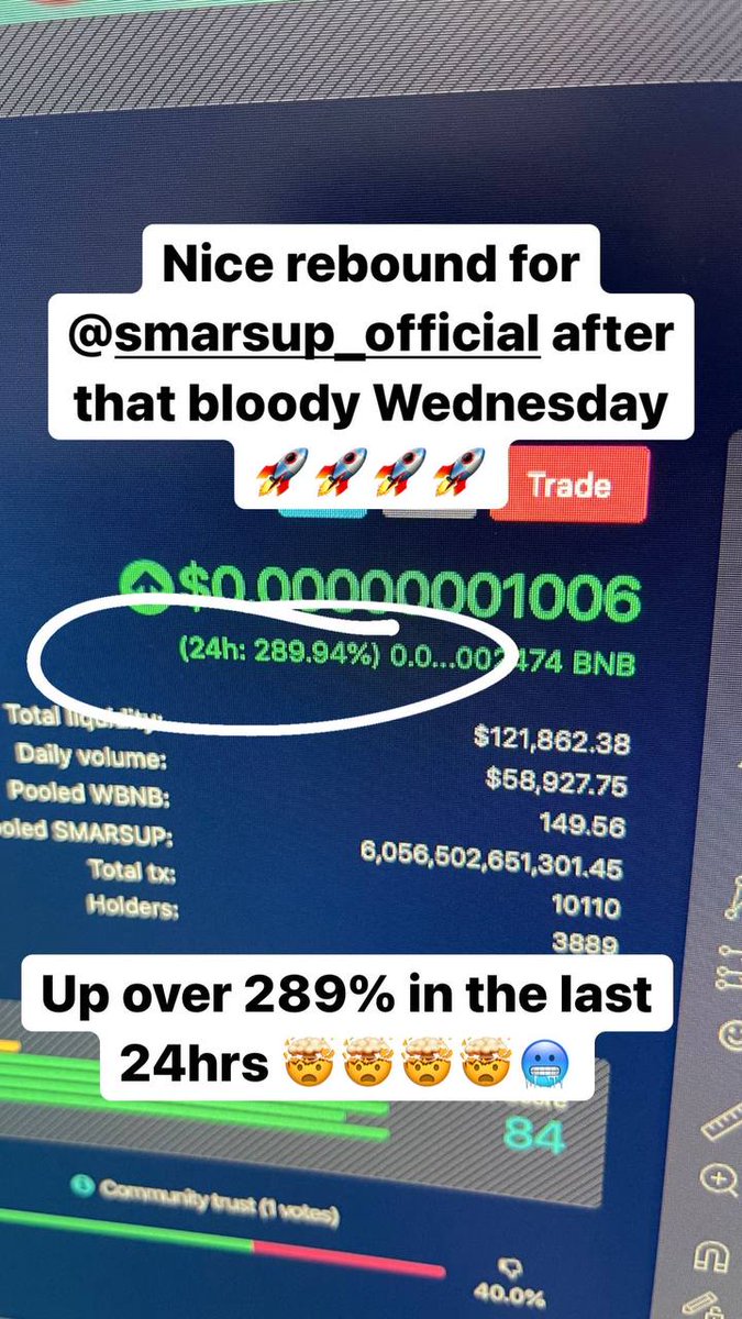 Let's go.🔥🔥🔥🔥🔥

#smarsup #dogecoin #SAFEMOONARMY #safemooon #Bonfire #FEGtoken #kishu #PitBullish #ShibaCoin #shiba #BSCGem #BSC #cryptocrash