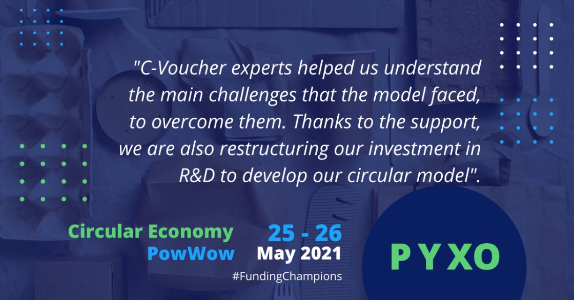 .<a href="/PyxoFrance/">Pyxo</a> is one of the finalists of C-Voucher that will pitch at the #CircularEconomy PowWow online event, organised by <a href="/FundingBox/">FundingBox</a>, on 25-26 May.

👉 Register here for free to meet them: bit.ly/3tK7WYf

#FundingChampions #CircularDesign